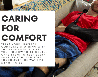 A man resting comfortably while wearing Inspired Comforts post-surgery pants, showing ease and relaxation in recovery.